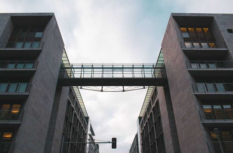 bridge between two buildings in Berlin