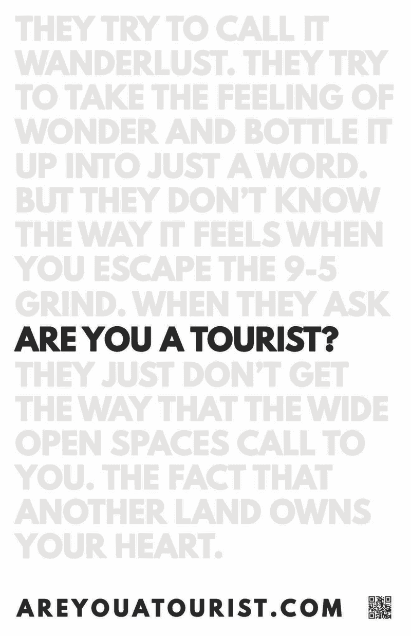 Are You A Tourist Poster   Words